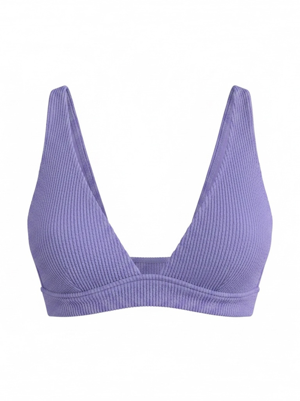 Billabong Textured V-Neck Bikini Bralette Top in Lavender M
